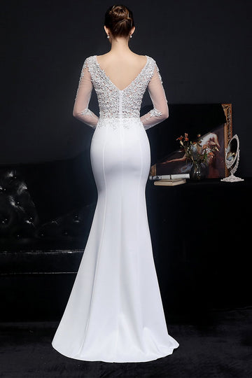 Vestido de baile de aplique branco